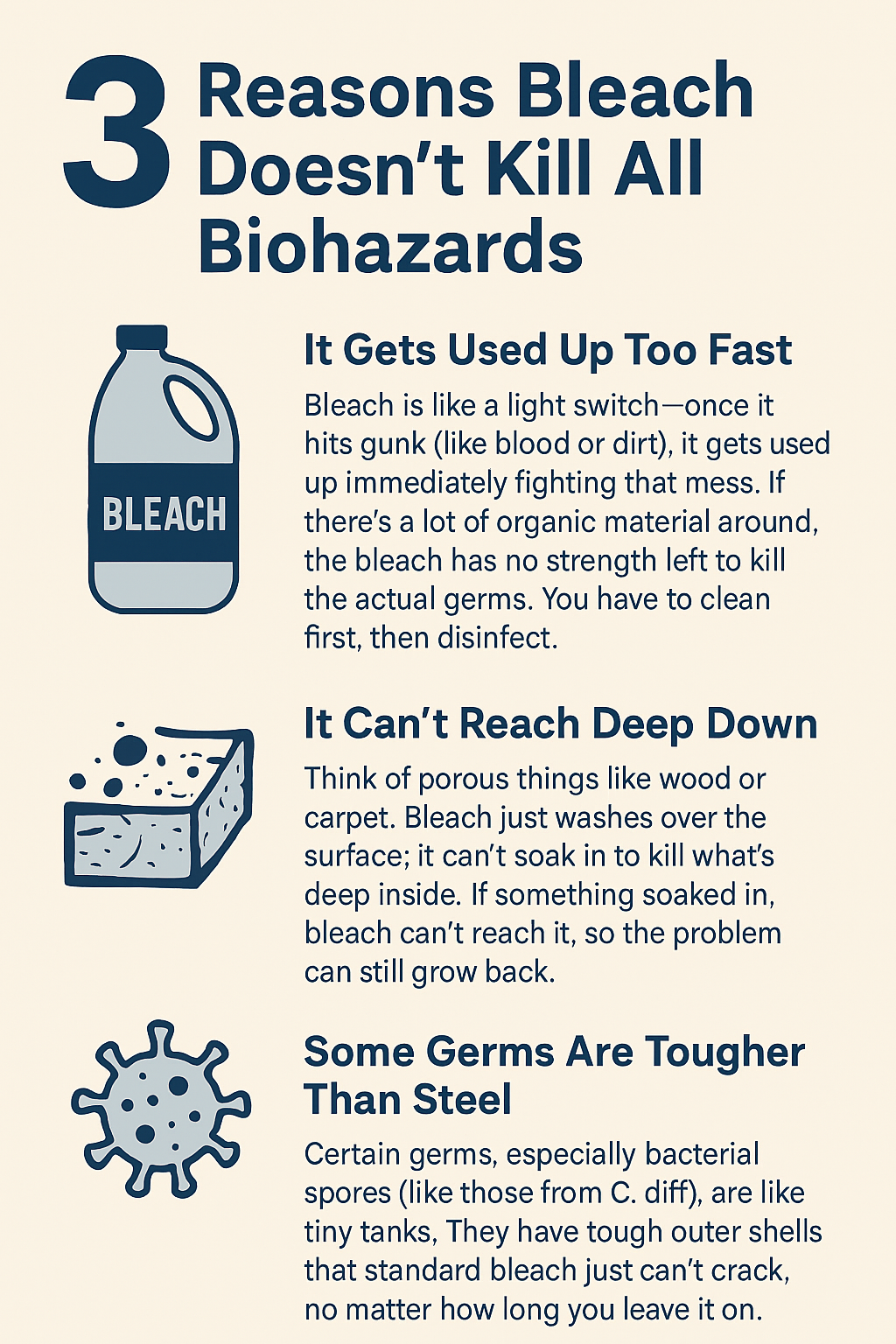 3 reasons bleach doesn’t kill all biohazards